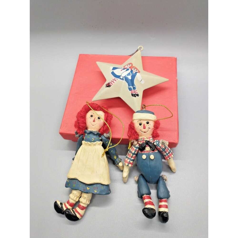 Raggedy Ann Andy 3 Christmas Ornament Lot S&S Kurt Adler 1998 Jointed Metal Star